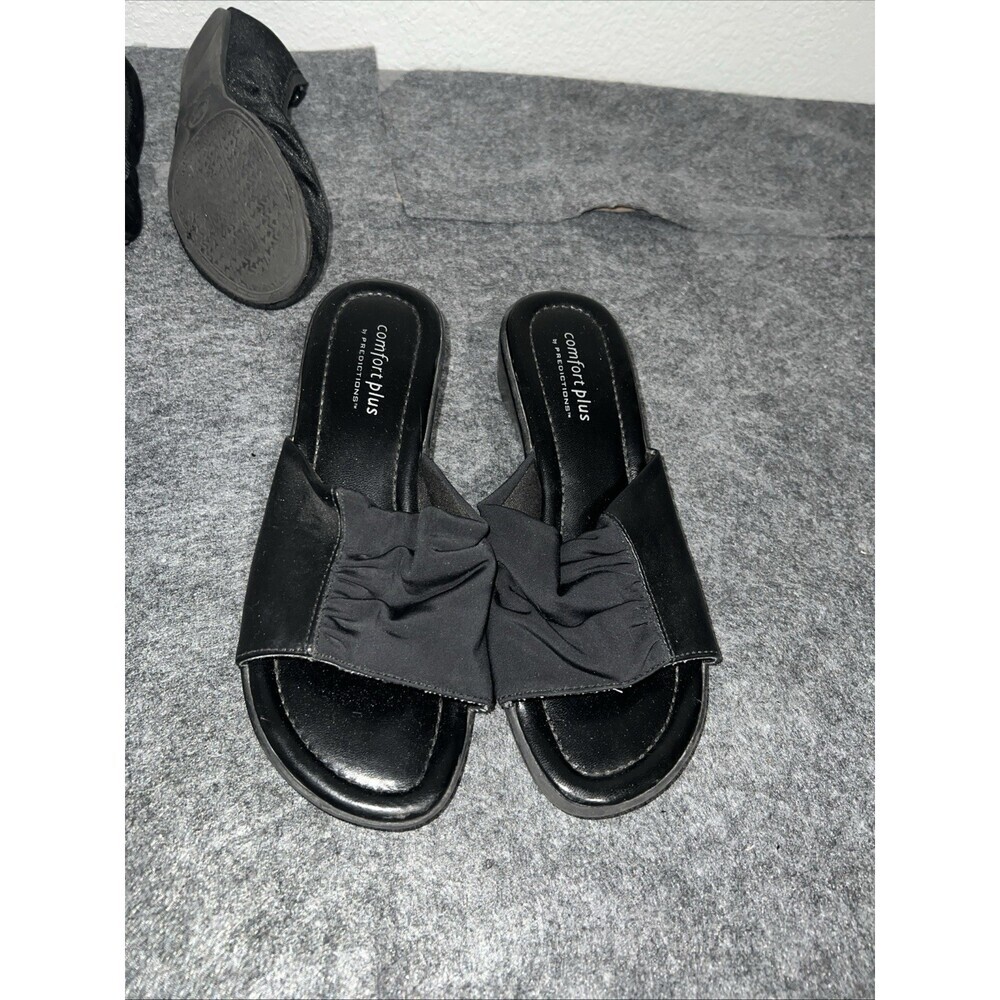 COMFORT PLUS BY PREDICTIONS - BLACK COMFORT SLIDES SZ 6 M